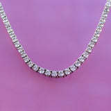 925 Sterling Silver 4mm Cubic Zirconia Tennis Necklace