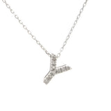 14K Solid White Gold Initial Diamond Necklace