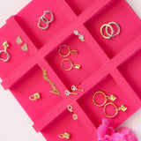14K Solid Yellow Gold Pave Diamonds V Heart Earrings