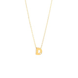 14K Solid Yellow Gold Bulk Initial Necklace with Diamond
