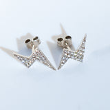 Sterling Silver CZ Lightning Bold Stud Earrings