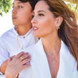 14K Solid Yellow Gold Pearls Open Hoops Earrings