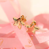 14K Solid Yellow Gold Large Star Stud Earrings