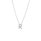 925 Sterling Silver Pave Diamonds Initial Neckalce