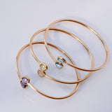14K Solid Yellow Gold Semi-stones Bangle