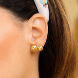 14K Solid Yellow Gold Half Ball Stud Earrings