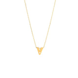 14K Solid Yellow Gold Bulk Initial Necklace with Diamond