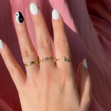 14K Solid Yellow Gold CZ Initial Ring