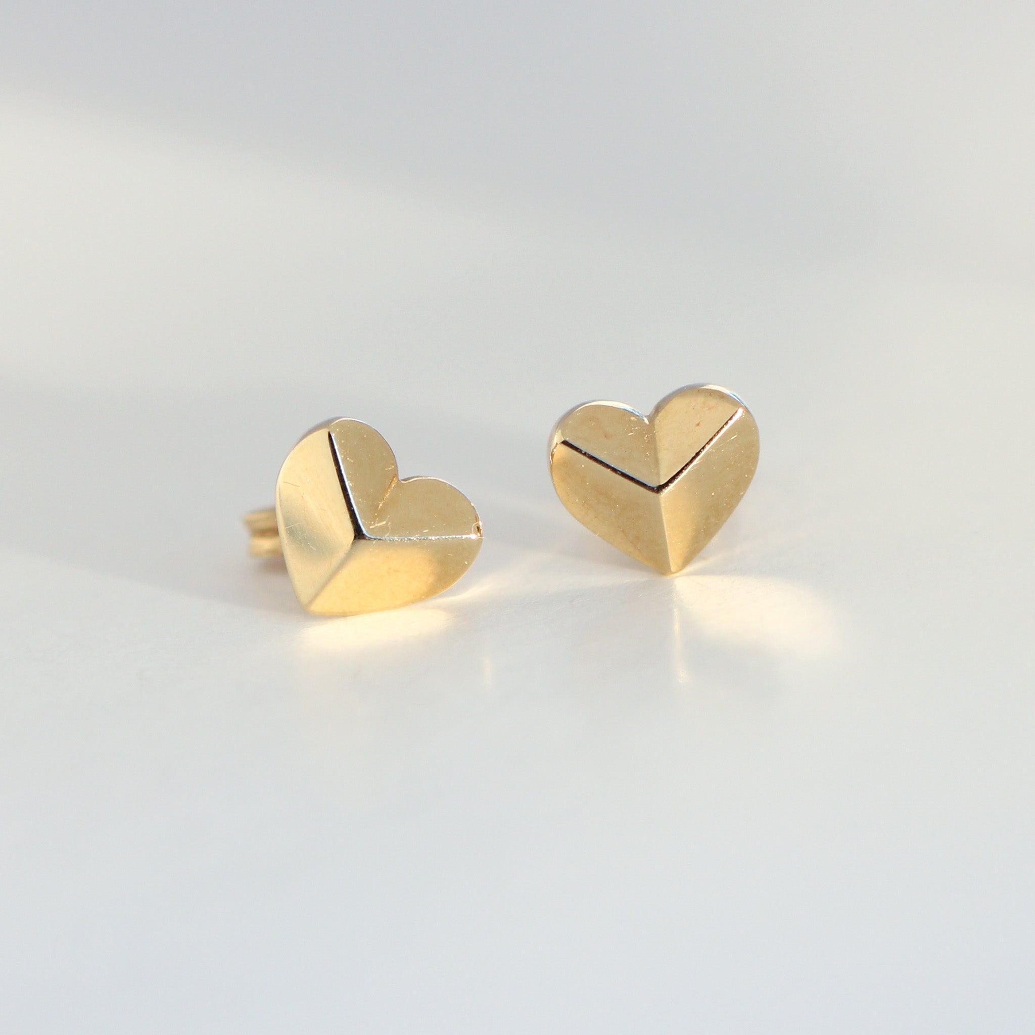 14K Solid Yellow Gold 3D Earrings