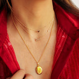 14K Solid Yellow Gold Love Necklace with a Diamond