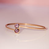 14K Solid Yellow Gold Semi-stones Bangle
