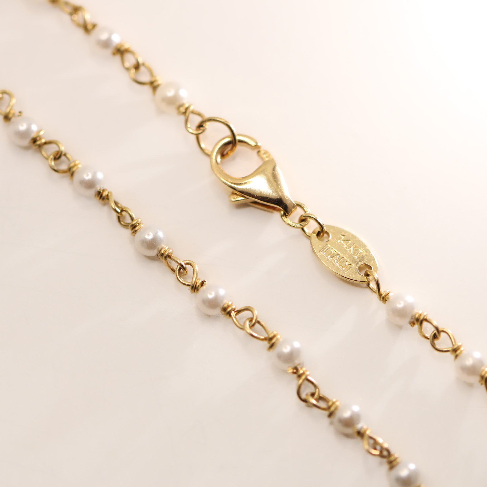 14K Solid Yellow Gold Genuine Stones Necklace