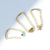 14K Solid Yellow Gold Heart Chain Ring
