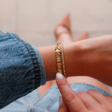 14K Solid Yellow Gold Half Tennis Bracelet and Paperclip Link