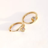 14K Solid Yellow Gold CZ Fancy Huggie Hoops