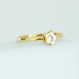 14K Solid Yellow Gold Cubic Zirconia Star Ring
