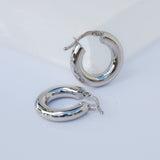 14K Solid White Gold 4mm Tube Hoops Earrings