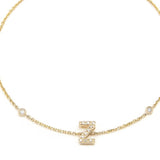 Customizable 14K Solid Yellow Gold Initial Diamond Bracelet