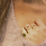14K Solid Yellow Gold Round Signet Ring