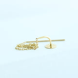 14K Solid Yellow Gold Small Flat Disc Pull Threader Earring