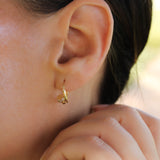 14K Solid Yellow Gold CZ Fancy Huggie Hoops