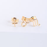 14K Solid Yellow Gold Zodiac Sign Stud Earring