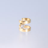 14K Solid Yellow Gold Double Ear Cuff with CZ