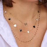 14K Solid Yellow Gold Beads Enamel Necklace