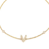 Customizable 14K Solid Yellow Gold Initial Diamond Bracelet