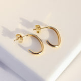 14K Solid Yellow Gold Oval Open Hoops Earrings