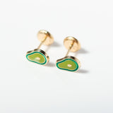 14K Solid Yellow Gold Avocado Earrings