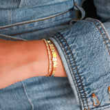 14K Solid Yellow Gold Half Tennis Bracelet and Paperclip Link