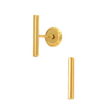 18K Solid Yellow Gold Bar Earrings
