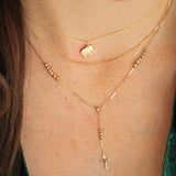 14K Solid Yellow Gold Adjustable Rolo Link Necklace