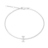 925 Sterling Silver Pave Diamonds Initial Bracelet