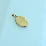 14K Solid Yellow Gold Vintage Floral-Engraved Oval Photo Locket