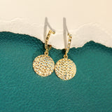 14K Yellow Gold Diamond Cut Round Charm Earrings