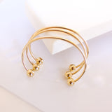 14K Solid Yellow Gold Balls Cuff Bangle