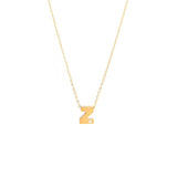 14K Solid Yellow Gold Bulk Initial Necklace with Diamond