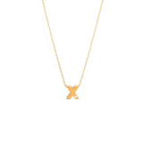 14K Solid Yellow Gold Bulk Initial Necklace with Diamond
