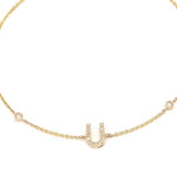 Customizable 14K Solid Yellow Gold Initial Diamond Bracelet