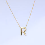 14K Solid Yellow Gold Huge Initial Necklace with Diamond