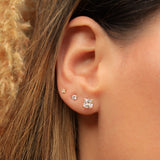 14K Solid Gold CZ Princess Cut Stud Earrings