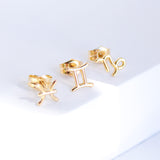 14K Solid Yellow Gold Zodiac Sign Stud Earring