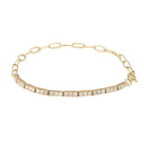 14K Solid Yellow Gold Half Tennis Bracelet and Paperclip Link