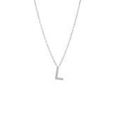 925 Sterling Silver Pave Diamonds Initial Neckalce