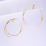14K Solid Yellow Gold Open Hoops Earrings