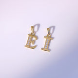 14K Solid Yellow Gold Unisex CZ Initial Pendant