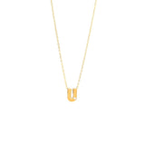14K Solid Yellow Gold Bulk Initial Necklace with Diamond