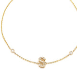 Customizable 14K Solid Yellow Gold Initial Diamond Bracelet